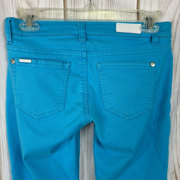 Celebrity Pink Jeans Low Rise Skinny Stretchy Comfort Pants Teal Size 1 Juniors - Picture 7 of 13